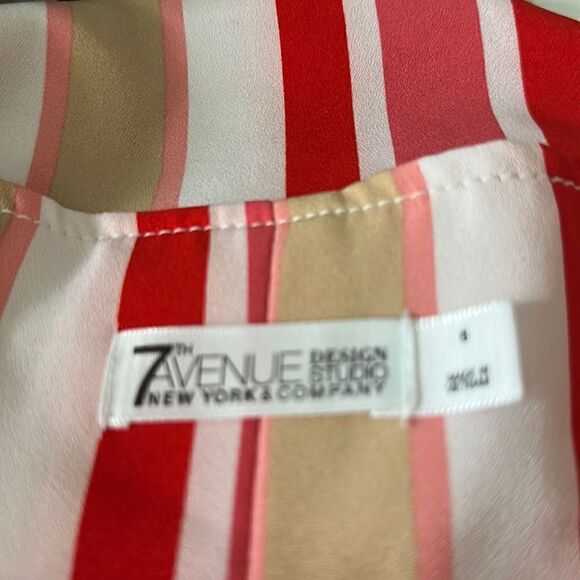 🦋 ⭐️HOST PICK⭐️7AVENUE STUDIO DESIGN NY Red tan & White Striped Flare Pants SZ 6 - Picture 5 of 15